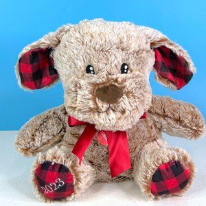 Pacific Coast 2023 Red Plaid Puppy Dog Squeaker Toy 11" Plush Stuffed‎ Animal